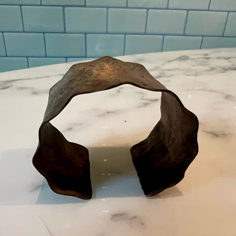 Weathered Hammered Bronze Cuff - image 4